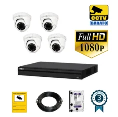 Kit de videovigilancia FULL HD 4 cámaras domo...