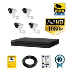 Kit de videovigilancia FULL HD 4 cámaras bullet exterior...