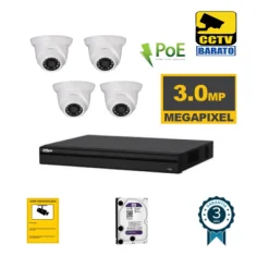 Kit de videovigilancia IP PoE 4 cámaras domo...