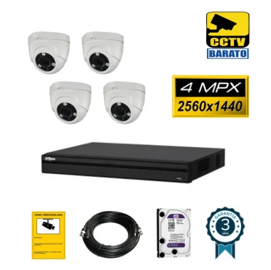 Kit de videovigilancia FULL HD 4 cámaras domo...