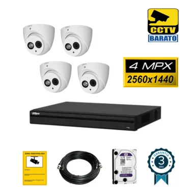 Kit de videovigilancia  4 cámaras domo 4Mpx...