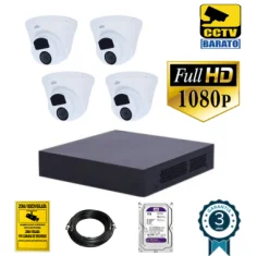 Kit de videovigilancia FULL HD 4 cámaras domo...
