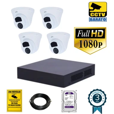 Kit de videovigilancia FULL HD 4 cámaras domo...