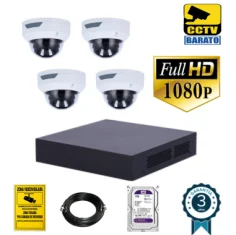 Kit de videovigilancia FULL-HD 4 cámaras domo cúpula...