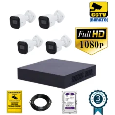 Kit de videovigilancia FULL HD 4 cámaras bullet exterior...