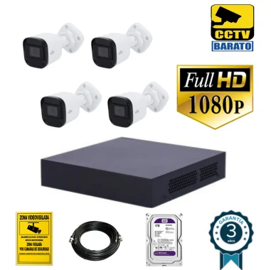 Kit de videovigilancia FULL HD 4 cámaras bullet...