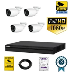 Kit de videovigilancia FULL HD 4 cámaras bullet exterior...
