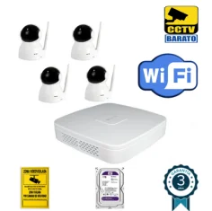 Kit de videovigilancia IP Wifi 4 cámaras motorizadas domo...
