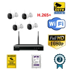 Kit de videovigilancia IP WiFi  4 cámaras bullet exterior...