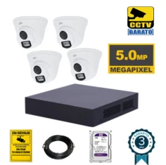 Kit de videovigilancia  4 cámaras domo 5Mpx exterior...