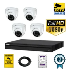 Kit de videovigilancia FULL HD 4 cámaras domo...