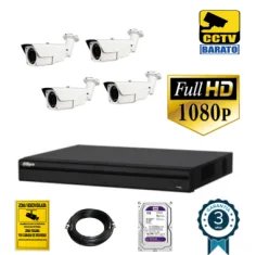 Kit de videovigilancia FULL HD 4 cámaras bullet exterior...