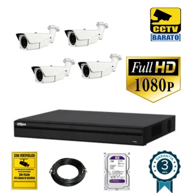 Kit de videovigilancia FULL HD 4 cámaras bullet...
