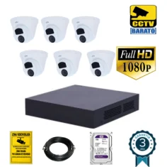 Kit de videovigilancia FULL HD 6 cámaras domo...