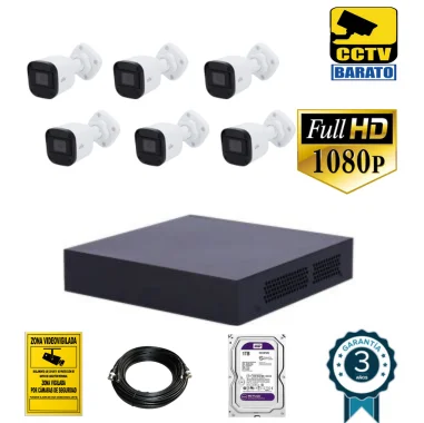 Kit de videovigilancia FULL HD 6 cámaras bullet...