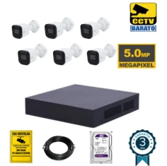 Kit de videovigilancia 6 cámaras bullet 5Mpx...