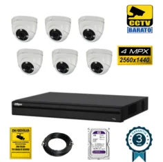 Kit de videovigilancia FULL HD 6 cámaras domo varifocal...