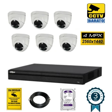 Kit de videovigilancia FULL HD 6 cámaras domo...
