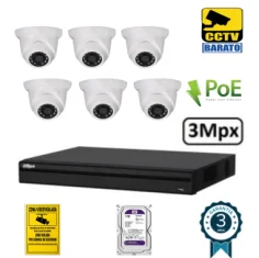 Kit de videovigilancia IP PoE 6 cámaras domo...