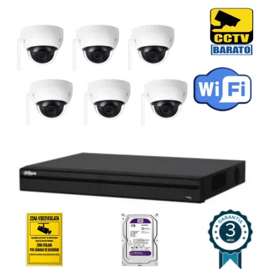 Kit de videovigilancia IP Wifi 6 cámaras domo...