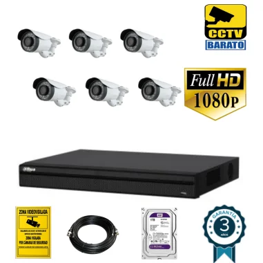 Kit de videovigilancia full hd 6 cámaras bullet...