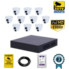 Kit de videovigilancia FULL HD 10 cámaras domo exterior...