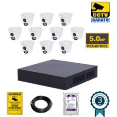 Kit de videovigilancia 10 cámaras domo exterior 5Mpx...