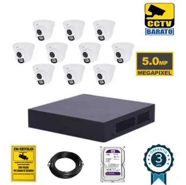 Kit de videovigilancia 10 cámaras domo exterior...