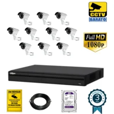 Kit de videovigilancia FULL HD 10 cámaras bullet exterior...