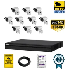 Kit de videovigilancia 1080P FULL HD 10 cámaras bullet...