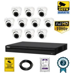 Kit de videovigilancia FULL HD 10 cámaras domo...