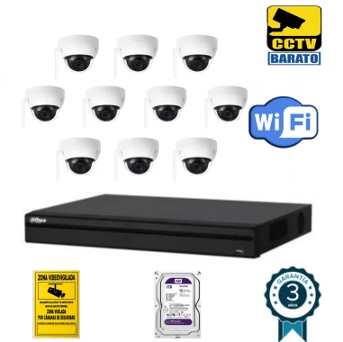 Kit de videovigilancia IP Wifi 10 cámaras domo...
