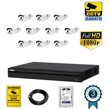 Kit de videovigilancia full hd 10 cámaras...