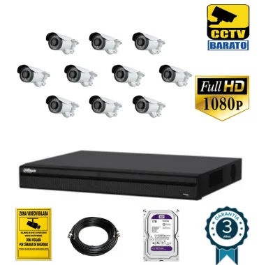 Kit de videovigilancia full hd 10 cámaras...