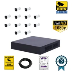 Kit de videovigilancia FULL HD 12 cámaras bullet exterior...