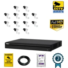 Kit de videovigilancia FULL HD 12 cámaras bullet exterior...