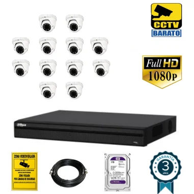 Kit de videovigilancia FULL HD 12 cámaras domo...