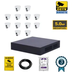 Kit de videovigilancia 12 cámaras domo exterior 5Mpx...