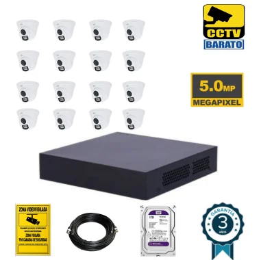 Kit de videovigilancia 16 cámaras domo...
