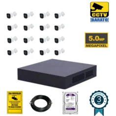 Kit de videovigilancia 16 cámaras bullet 5Mpx...