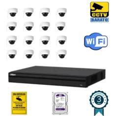 Kit de videovigilancia IP Wifi 16 cámaras domo...
