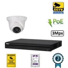 Kit de videovigilancia IP PoE 1 cámara domo...