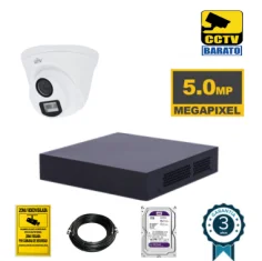 Kit de videovigilancia 5Mpx 1 cámara domo Óptica fija...