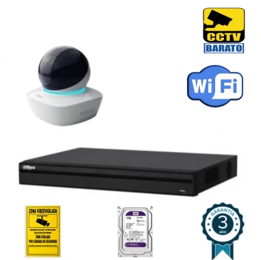 Kit de videovigilancia IP Wifi HD 1 cámara domo...