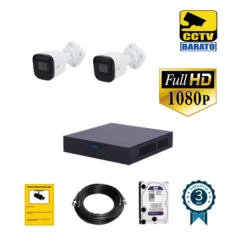 Kit de videovigilancia FULL HD 2 cámaras bullet exterior...