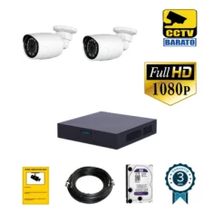 Kit de videovigilancia FULL HD 2 cámaras bullet exterior...
