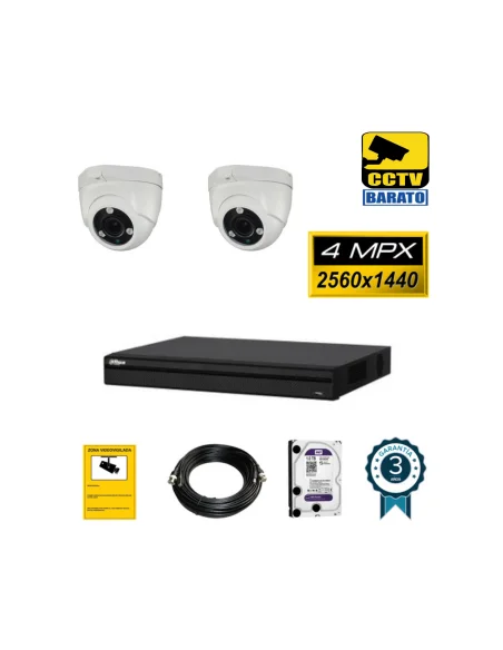 Kit de videovigilancia FULL HD 2 cámaras domo varifocal 4Mpx exterior/interior  más grabador  de 4 canales.