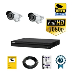 Kit de videovigilancia FULL HD 2 cámaras bullet varifocal...