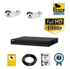 Kit de videovigilancia FULL HD 2 cámaras bullet varifocal...