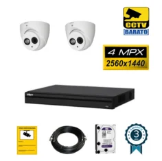 Kit de videovigilancia 2 cámaras domo 4Mpx...